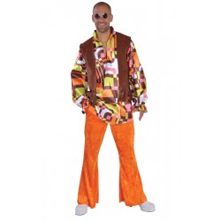 Location déguisement Hippie orange homme