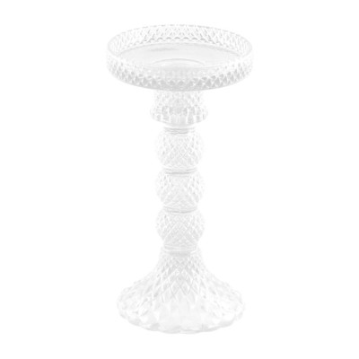 Location Porte bougie verre rose 16.5cm 2