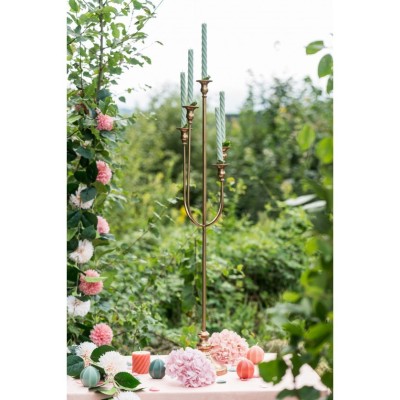 Location chandelier métal doré effet vieilli 96.5cm