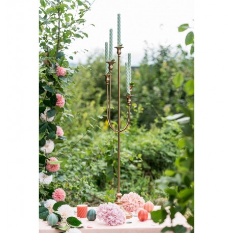 Location chandelier métal doré effet vieilli 96.5cm