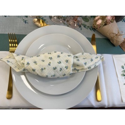 Location serviette de table gaz de coton bleu acier